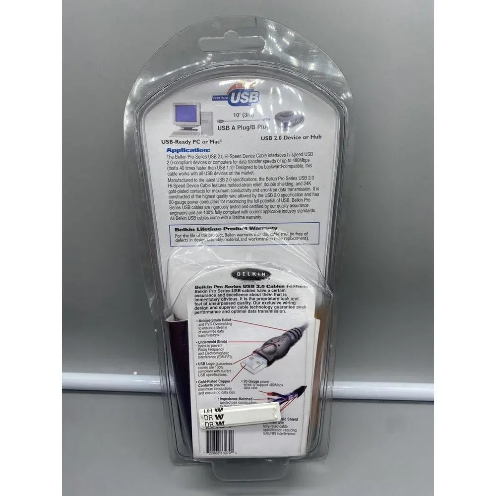 Belkin USB2 High Speed Cable New, Unopened 10'/3m